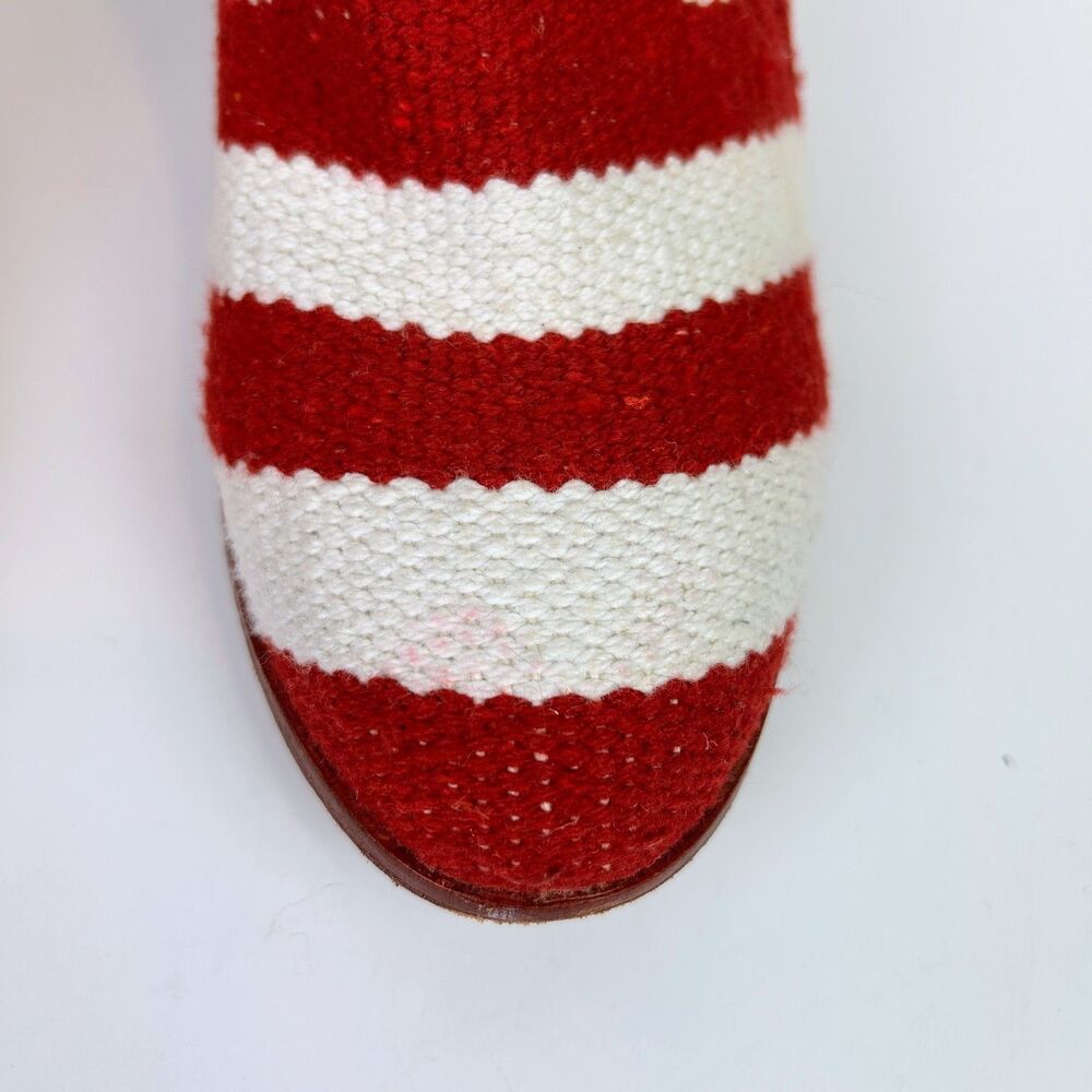Jeffrey Campbell Marrakesh Ankle Boots Knit Southwestern Aztec Red White Shoe 10 - Picture 9 of 9